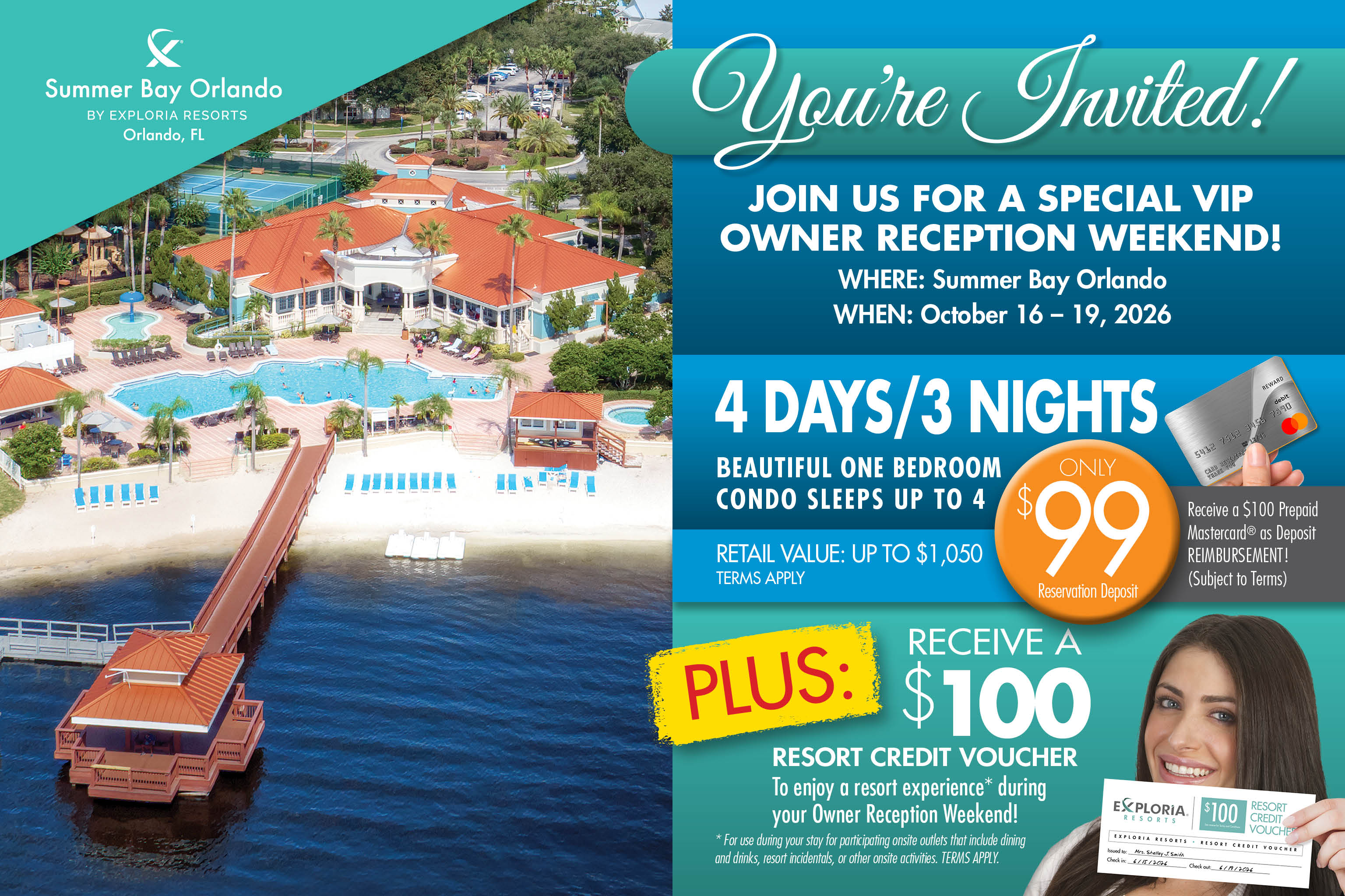 Summer Bay Orlando Owner Reception Weekend | 4 Days 3 Nights | October 16-19 2026