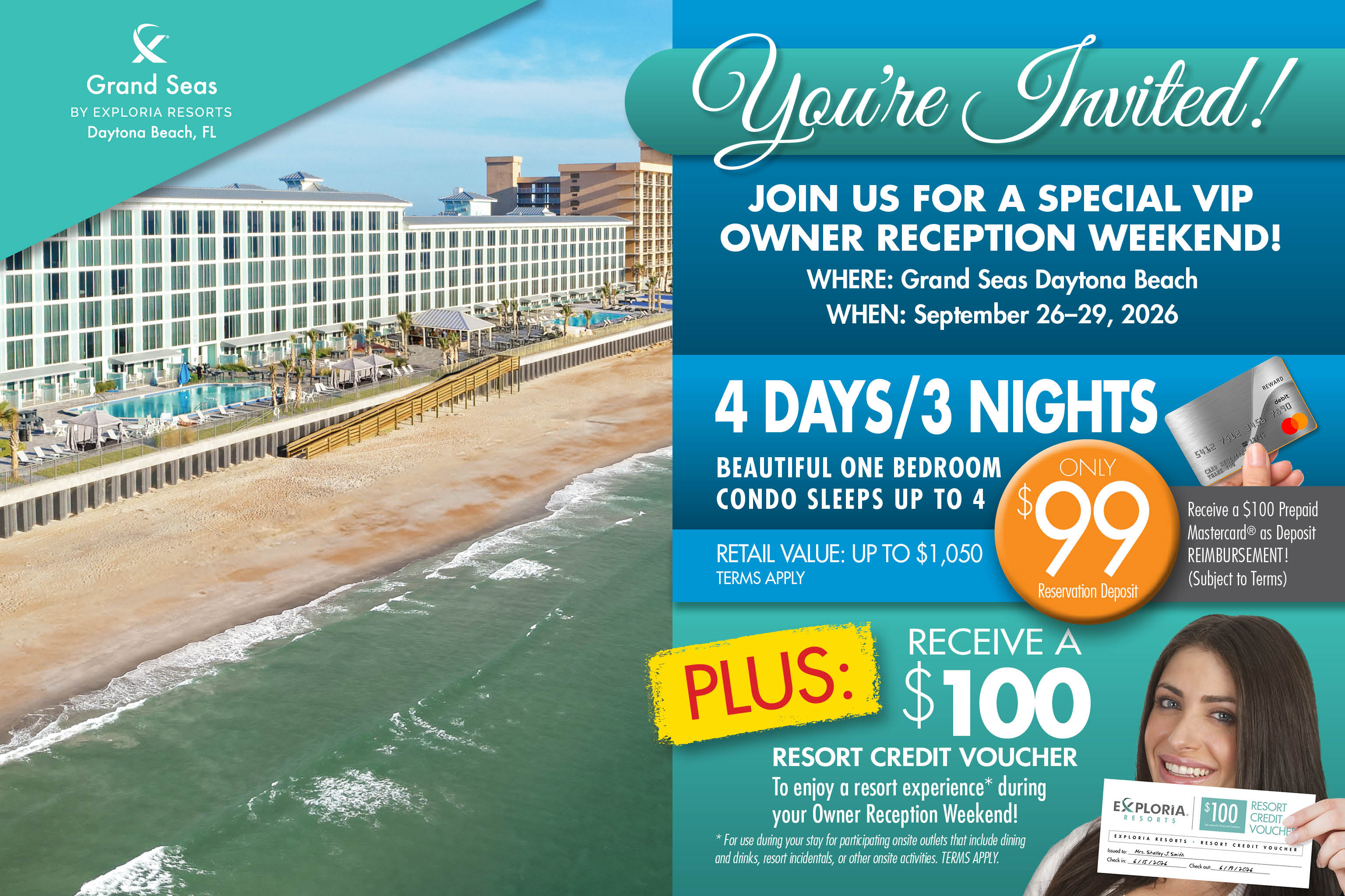 Grand Seas Daytona Beach Owner Reception Weekend | 4 Days 3 Nights | September 26-29, 2026